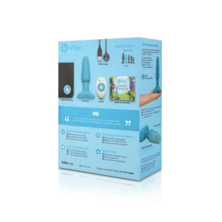 Анальна пробка з вібрацією та імітацією риммінгу b-Vibe Rimming Plug 2, блакитна - Зображення 10