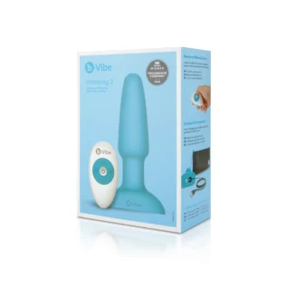 Анальна пробка з вібрацією та імітацією риммінгу b-Vibe Rimming Plug 2, блакитна - Зображення 9