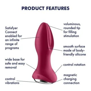 Анальна смарт-пробка із ротацією Satisfyer Rotator Plug 2+, бордовий - Зображення 8