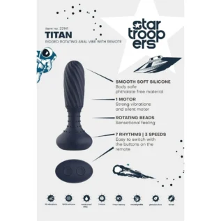 Анальний вібратор з пультом Dream Toys Startroopers Titan з обертовими кульками, синій - Зображення 8
