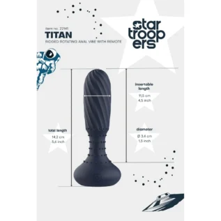 Анальний вібратор з пультом Dream Toys Startroopers Titan з обертовими кульками, синій - Зображення 9