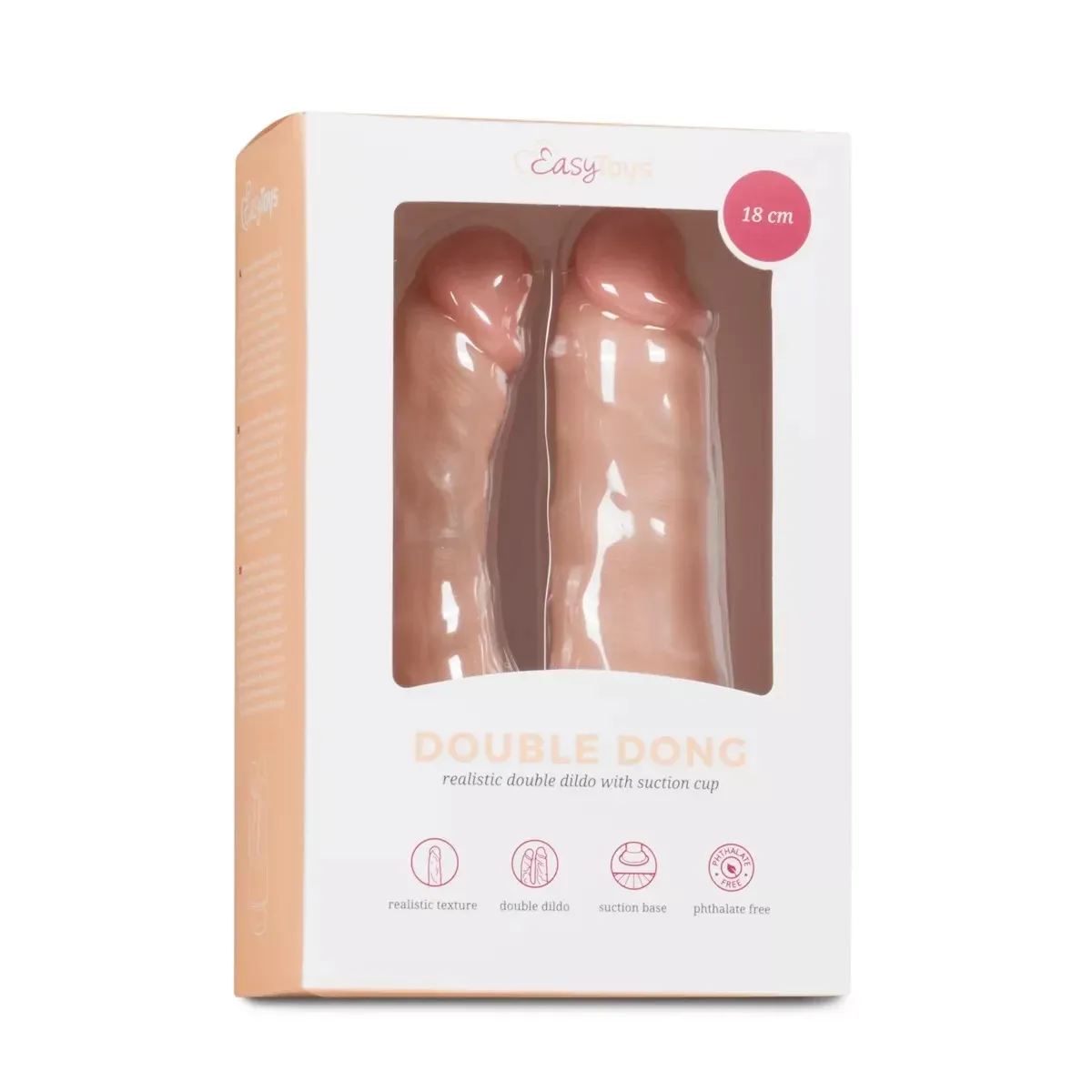 Двойной фаллоимитатор на присоске Easytoys, бежевый, 18 х 3.8 см 7 Двойной фаллоимитатор на присоске Easytoys, бежевый, 18 х 3.8 см - Зображення 5