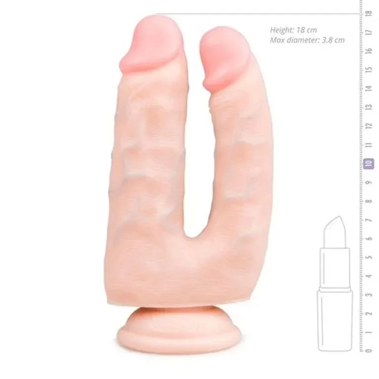 Двойной фаллоимитатор на присоске Easytoys, бежевый, 18 х 3.8 см 6 Двойной фаллоимитатор на присоске Easytoys, бежевый, 18 х 3.8 см - Зображення 4