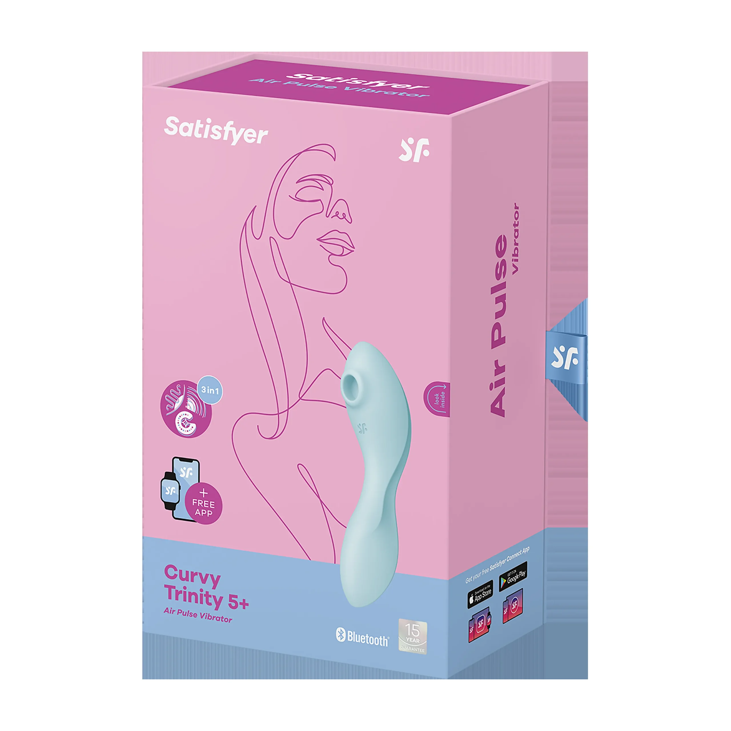 Подвійний смарт вібратор із вакуумною стимуляцією Satisfyer Curvy Trinity 5 + блакитний 6 Подвійний смарт вібратор із вакуумною стимуляцією Satisfyer Curvy Trinity 5 + блакитний - Зображення 4