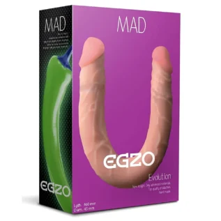Двосторонній фалоімітатор EGZO MAD Ciberskin із кібершкіри, тілесний