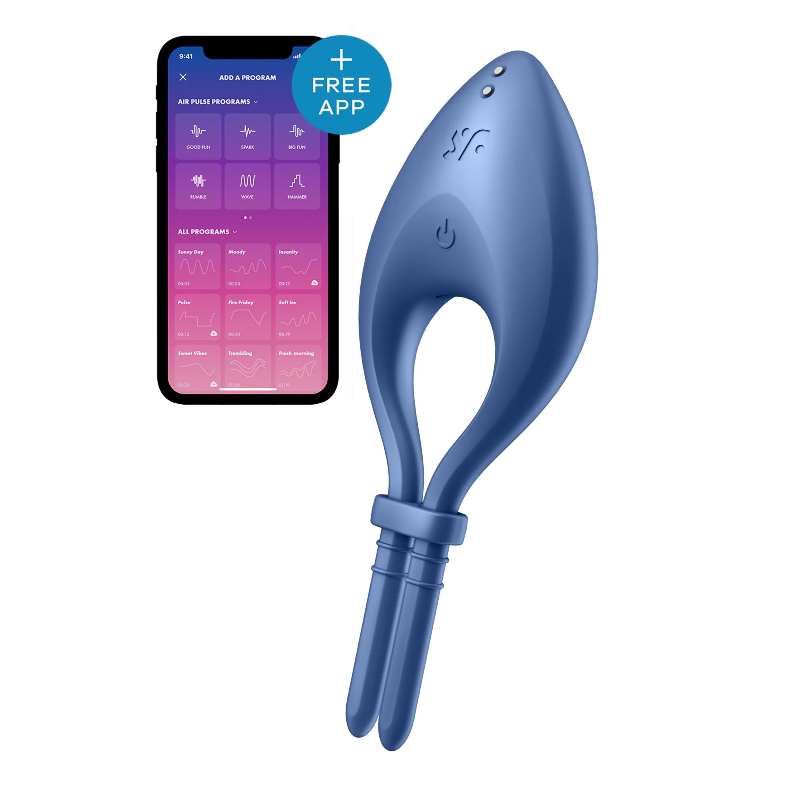 Ерекцинне віброкільце з функцією керування телефоном Satisfyer Bullseye синій 2 Ерекцинне віброкільце з функцією керування телефоном Satisfyer Bullseye синій