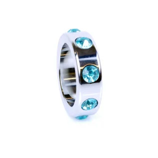 Ерекційне кільце Boss Series Metal Cock Ring with Light Blue Diamonds Medium - Зображення 3