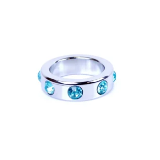 Ерекційне кільце Boss Series Metal Cock Ring with Light Blue Diamonds Medium