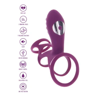 Ерекційне вібро кільце ToyJoy Halo Halo C-Ring Sleeve з кліторальним відростком, фіолетове - Зображення 3