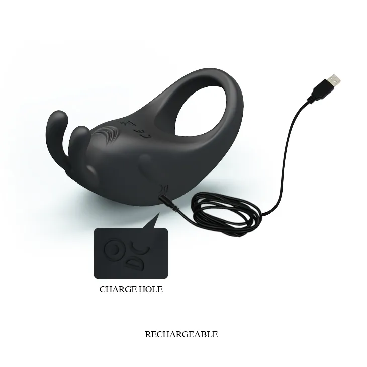 Ерекційне віброкільце Pretty Love Rabbit Vibrator з кліторальною стимуляцією, чорне 8 Ерекційне віброкільце Pretty Love Rabbit Vibrator з кліторальною стимуляцією, чорне - Зображення 6