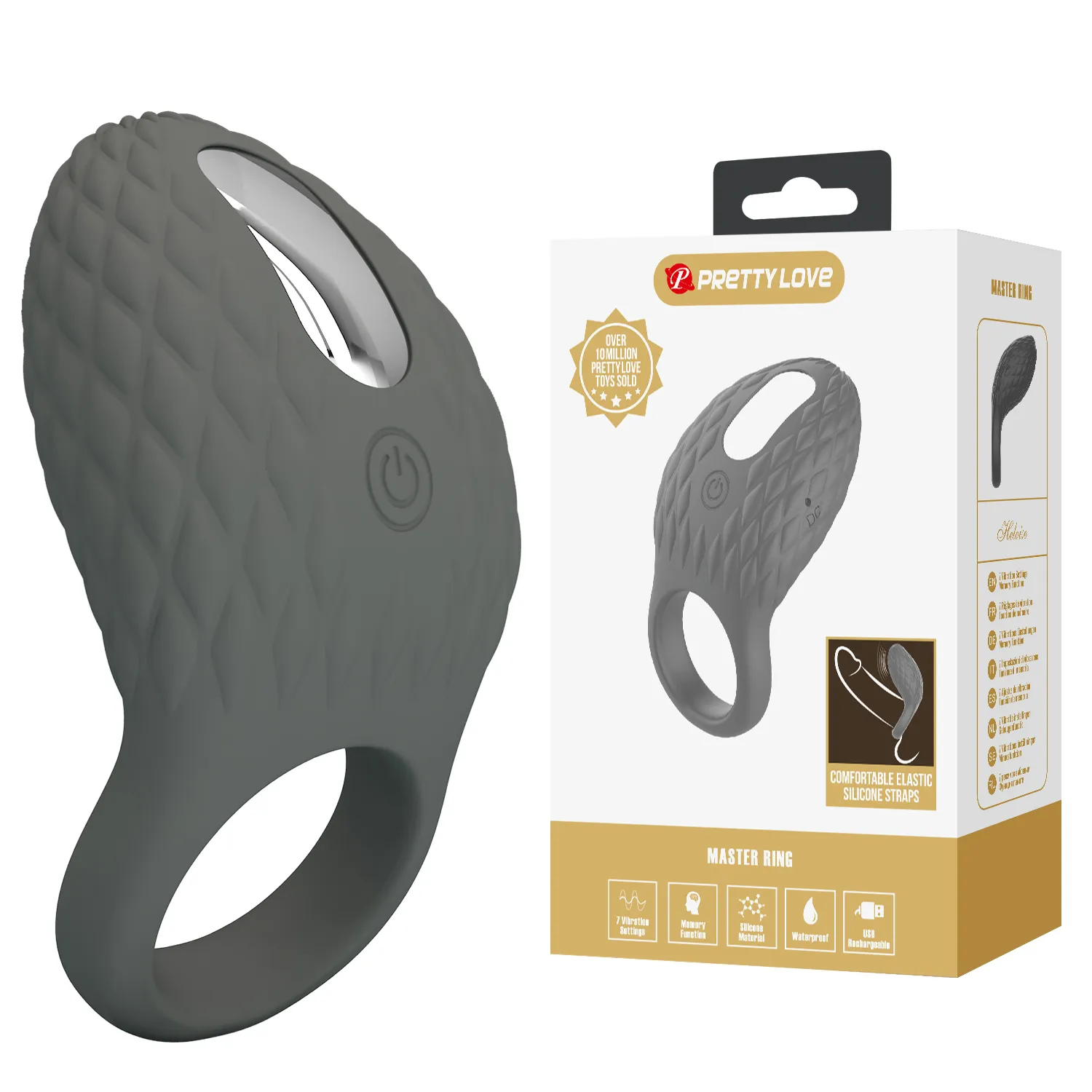 Ерекційне віброкільце PRETTY LOVE Master Ring Helious сіре, 8.6 х 4.6 см 3 Ерекційне віброкільце PRETTY LOVE Master Ring Helious сіре, 8.6 х 4.6 см
