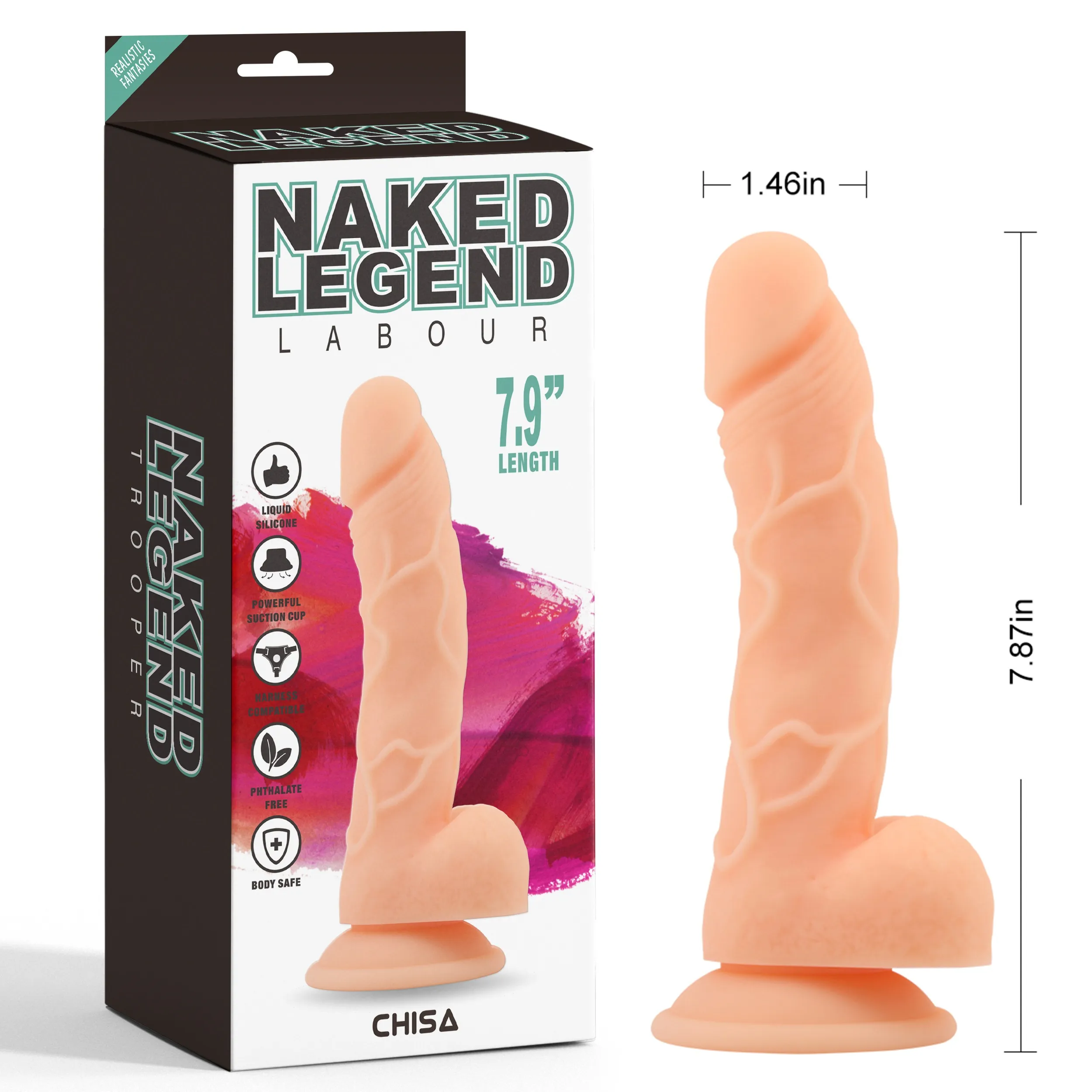 Фалоімітатор на присосці Chisa Naked Legend Labour 7.9, бежевий 8 Фалоімітатор на присосці Chisa Naked Legend Labour 7.9, бежевий - Зображення 6