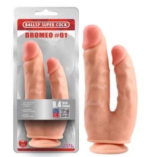 Фалоімітатор подвійний Chisa Ballsy Super Cock Bromeo # 01 на присосці, тілесний