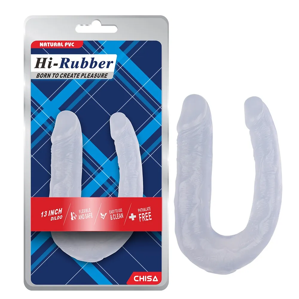 Фалоімітатор подвійний Chisa Hi-Rubber 13 Inch Dildo, прозорий 3 Фалоімітатор подвійний Chisa Hi-Rubber 13 Inch Dildo, прозорий