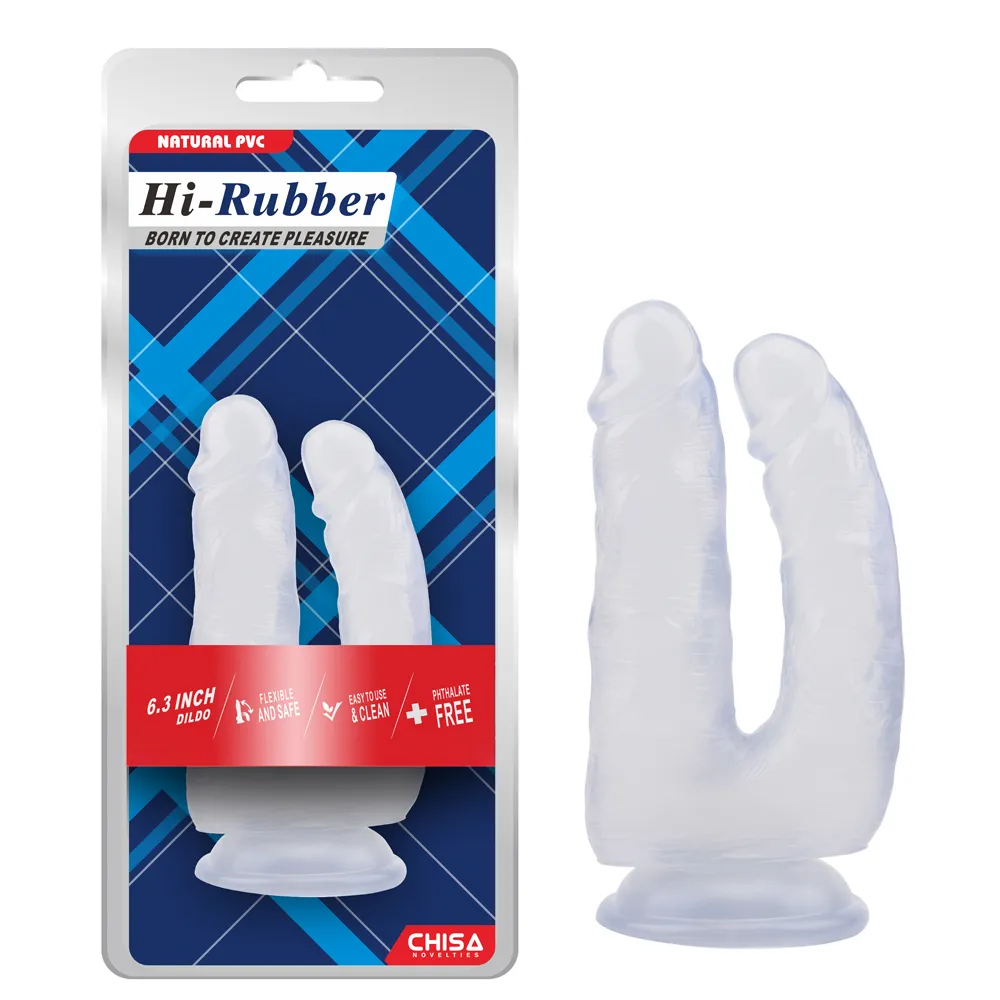 Фалоімітатор подвійний Chisa Hi-Rubber на присосці, прозорий 3 Фалоімітатор подвійний Chisa Hi-Rubber на присосці, прозорий