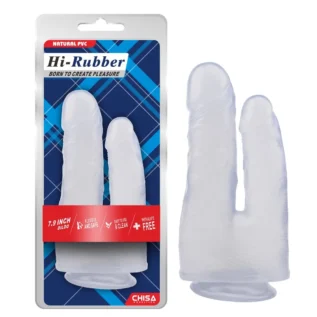 Фалоімітатор подвійний на присосці Chisa Hi-Rubber 7.9, прозорий