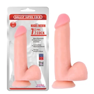 Фалоімітатор на присосці Chisa Ballsy Super Cock  7.7 з яєчками, бежевий
