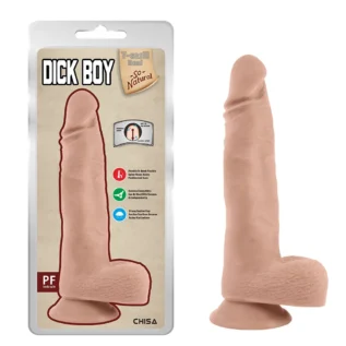 Фаломітатор реалістичний із мошонкою Chisa T-skin ReaL Dick Boy на присосці, бежевий, 22 см.