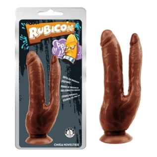 Фалоімітатор подвійний CHISA Rubicon 19.5 см на присосці, коричневий