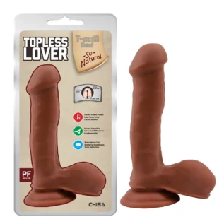 Фалоімітатор на присосці Chisa T-skin ReaL Topless Lover з мошонкою, мулат