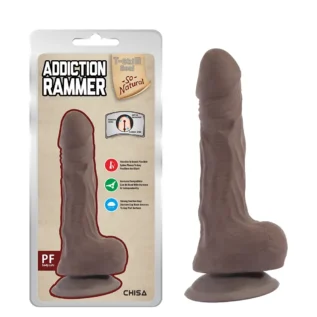 Фаломітатор реалістичний із мошонкою Chisa T-skin ReaL Addiction Rammer коричневий, 19 см.