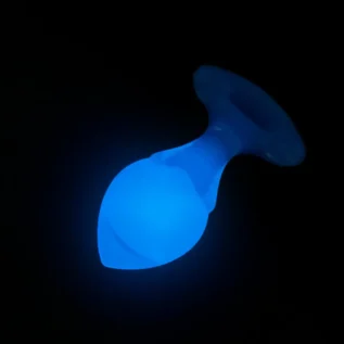 Alternative view of Люмінесцентна анальна пробка UNIVIBE, силіконова з кулькою всередині, блакитна, 9.6 х 4 см