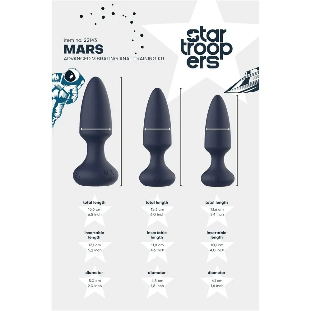 Набір анальних вібраторів, S, M, L, Dream Toys Startroopers Mars синій, 3 шт 12 Набір анальних вібраторів, S, M, L, Dream Toys Startroopers Mars синій, 3 шт - Зображення 10