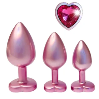 Набір із трьох анальних пробок Dream Toys Gleaming Love, розміри S, M, L, перламутрово-рожевий - Зображення 3