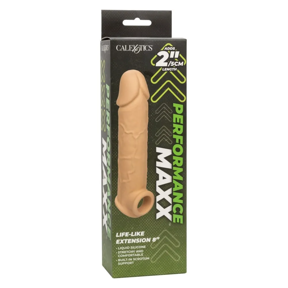 Насадка для пеніса, що подовжує CalExotic Performance Maxx, з отвором для мошонки, бежевий 8 Насадка для пеніса, що подовжує CalExotic Performance Maxx, з отвором для мошонки, бежевий - Зображення 6