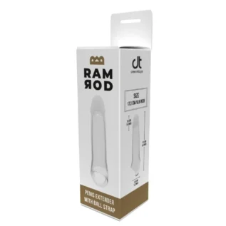 Насадка на пеніс Dreamtoys Ramrod з кільцем для мошонки, прозора.