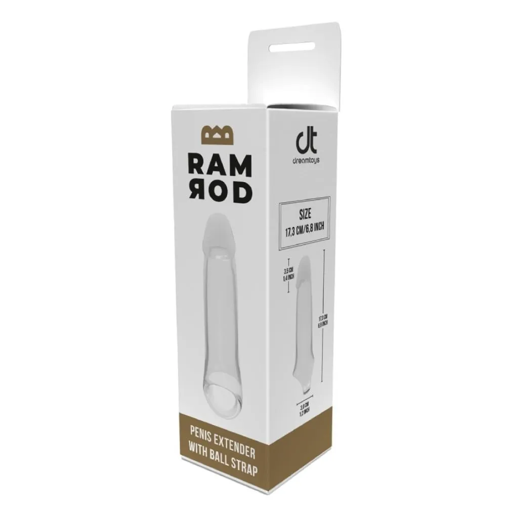 Насадка на пеніс Dreamtoys Ramrod з кільцем для мошонки, прозора. 3 Насадка на пеніс Dreamtoys Ramrod з кільцем для мошонки, прозора.