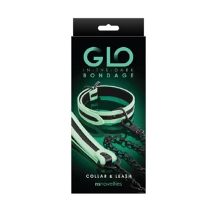 Нашийник з повідцем NS Novelties GLO Bondage Collar And Leash Green світяться в темряві