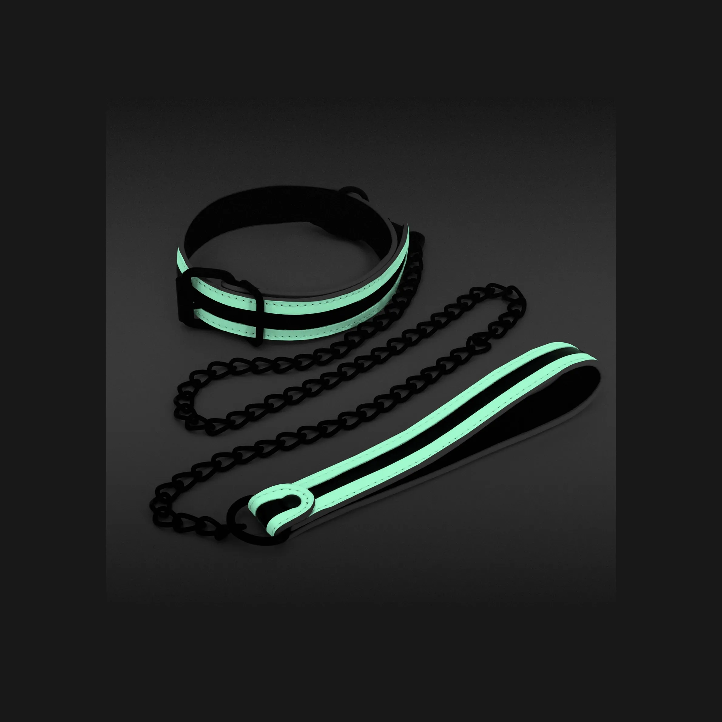 Нашийник з повідцем NS Novelties GLO Bondage Collar And Leash Green світяться в темряві 4 Нашийник з повідцем NS Novelties GLO Bondage Collar And Leash Green світяться в темряві - Зображення 2