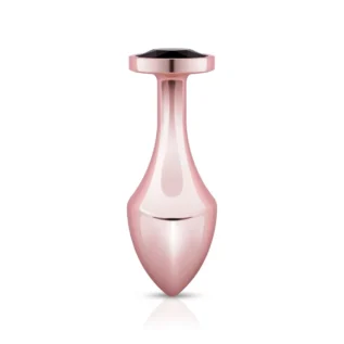 Анальна пробка з чорним каменем Rosy Gold Nouveau золота - Зображення 5