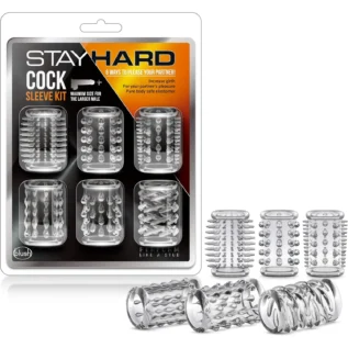 Набір насадок із різною структурою Blush Stay Hard Cock Sleeve Kit прозорі