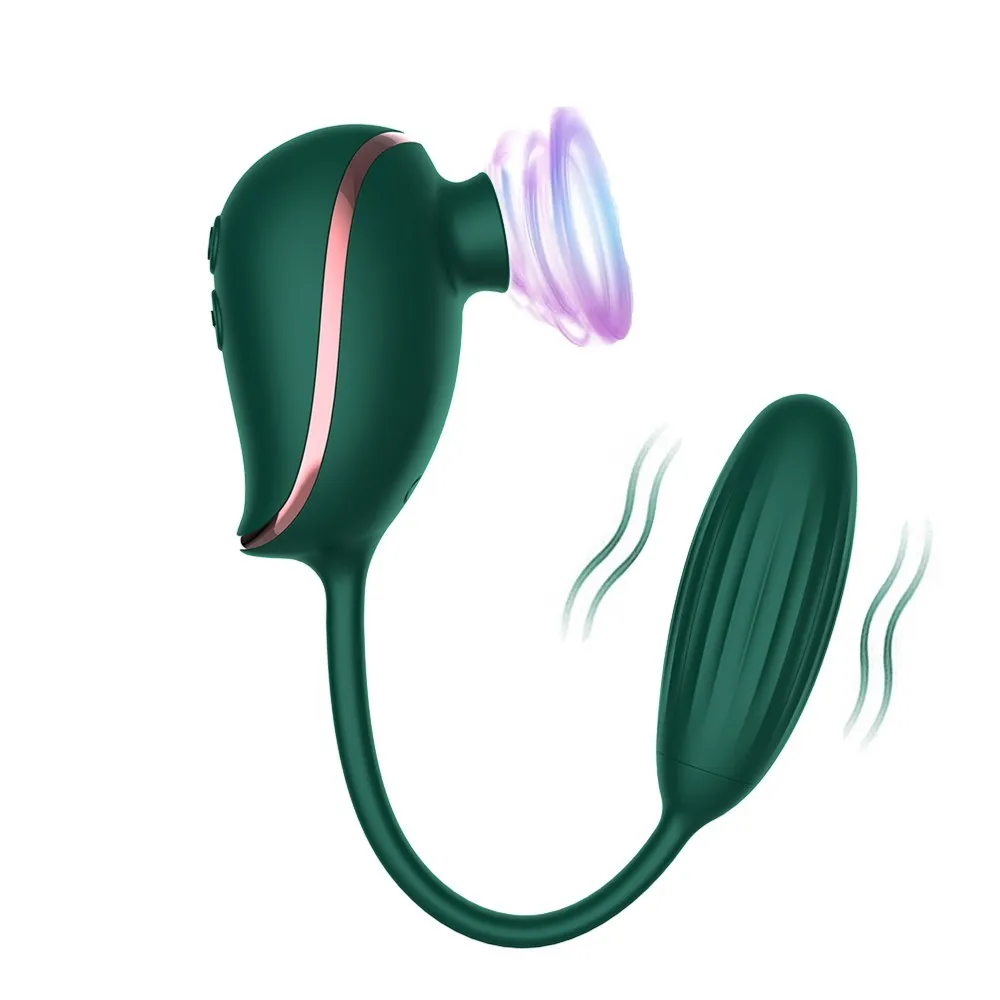 Вакуумний стимулятор із віброяйцем High End Suction Love Egg GREEN 3 Вакуумний стимулятор із віброяйцем High End Suction Love Egg GREEN