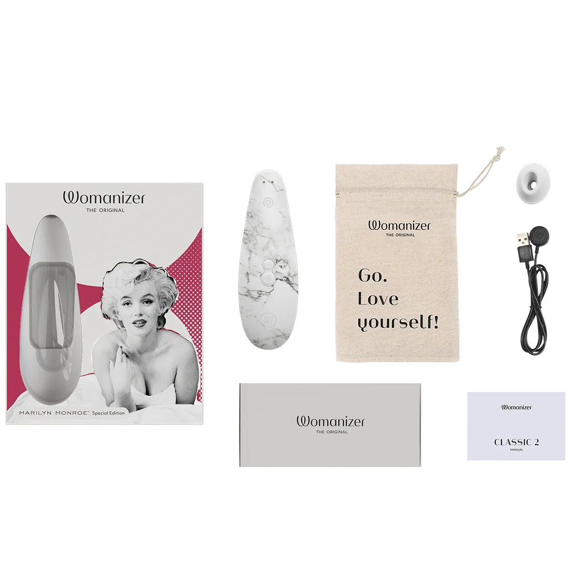 Вакуумний стимулятор клітора Womanizer Marilyn Monroe White Marble 12 Вакуумний стимулятор клітора Womanizer Marilyn Monroe White Marble - Зображення 10