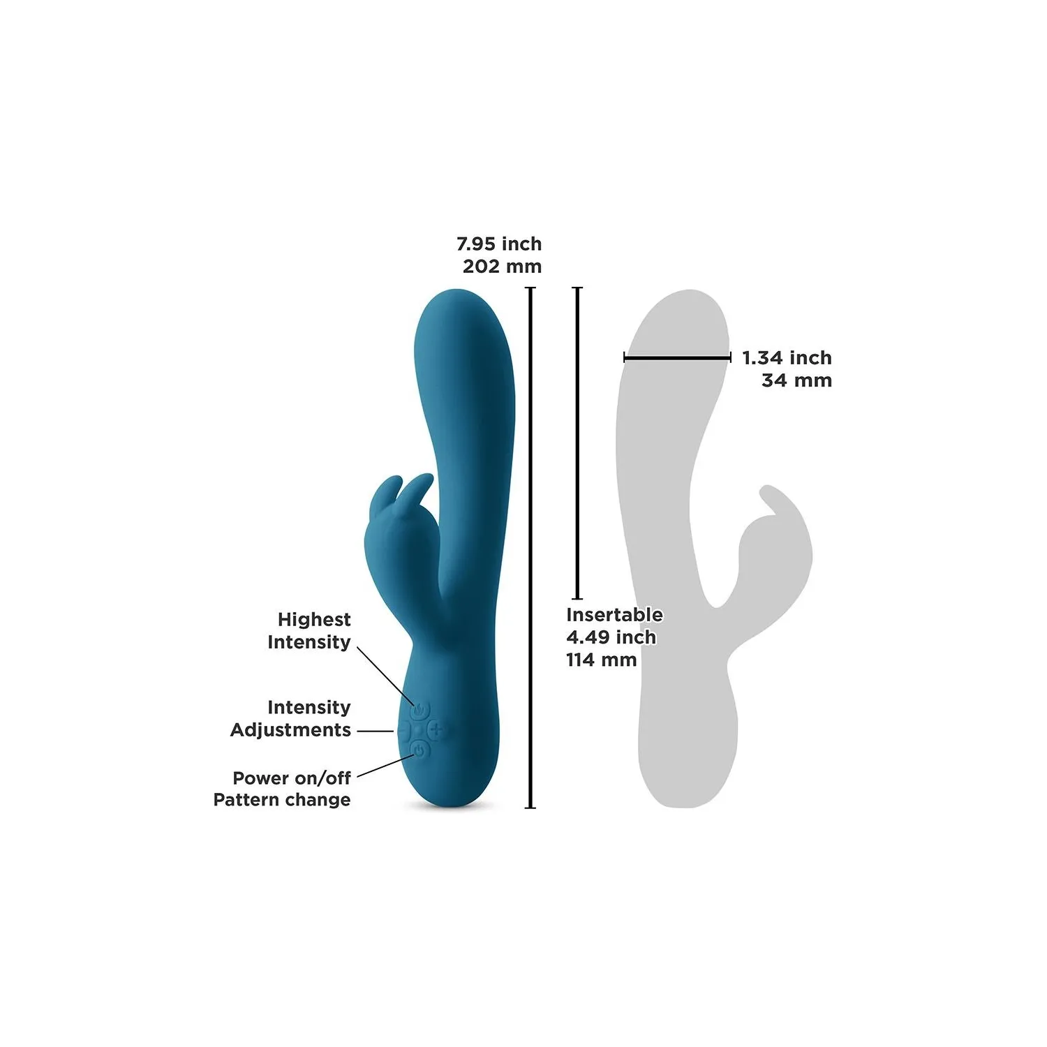 Вібратор кролик NS Novelties INYA LUV BUNNY DARK TEAL 5 Вібратор кролик NS Novelties INYA LUV BUNNY DARK TEAL - Зображення 3