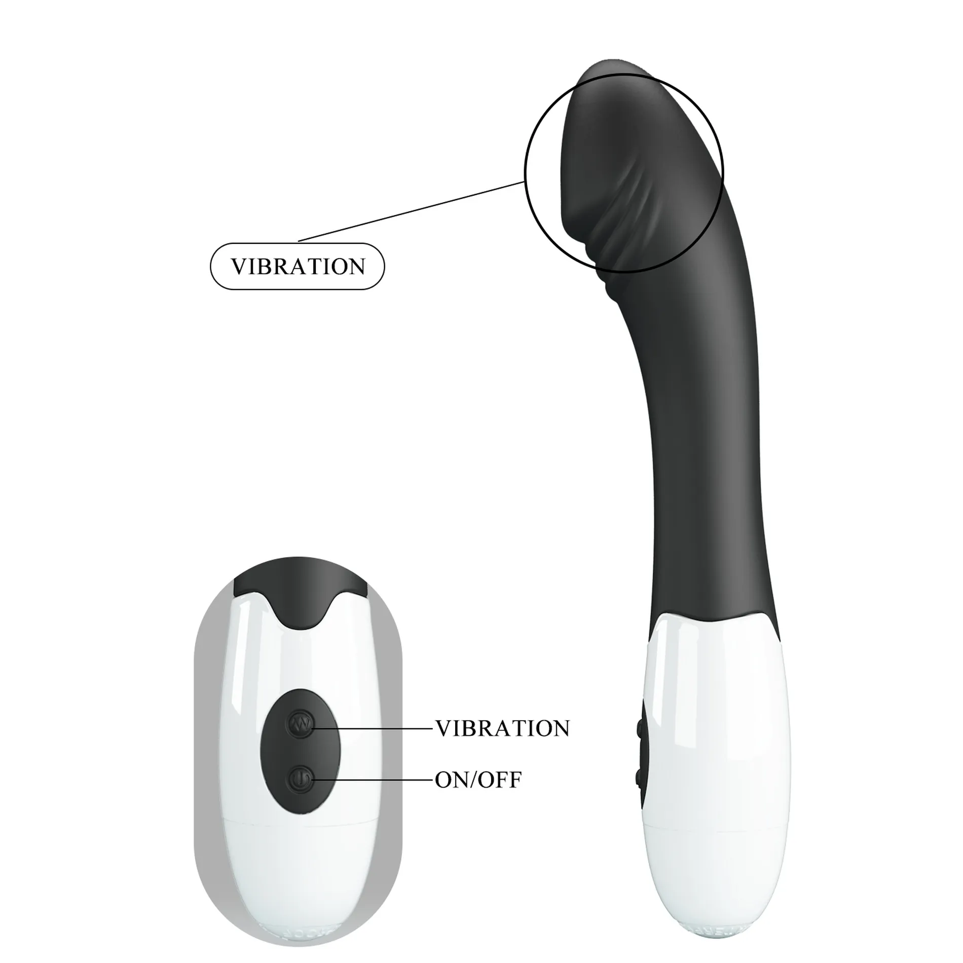 Вібратор для точки G Pretty Love Elemental Vibrator чорний, 19 х 3.2 см 10 Вібратор для точки G Pretty Love Elemental Vibrator чорний, 19 х 3.2 см - Зображення 8
