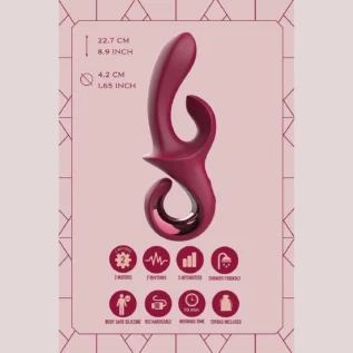 Вібратор-кролик Dreamtoys Glam Duo Vibrator з гачком ручкою, 22.7 х 4.2 см - Зображення 7