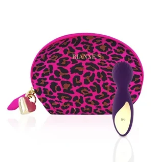Міні-мікрофон вібратор Rianne S Essentials Lovely Leopard Mini Wand в сумочці, фіолетовий
