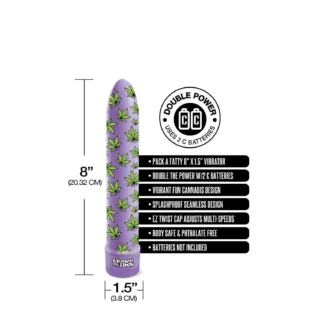 Вібратор нереалістичний із принтом Stoner Vibes Global Novelties, фіолетовий, 20.3 х 3.8 см 7 Вібратор нереалістичний із принтом Stoner Vibes Global Novelties, фіолетовий, 20.3 х 3.8 см - Зображення 3