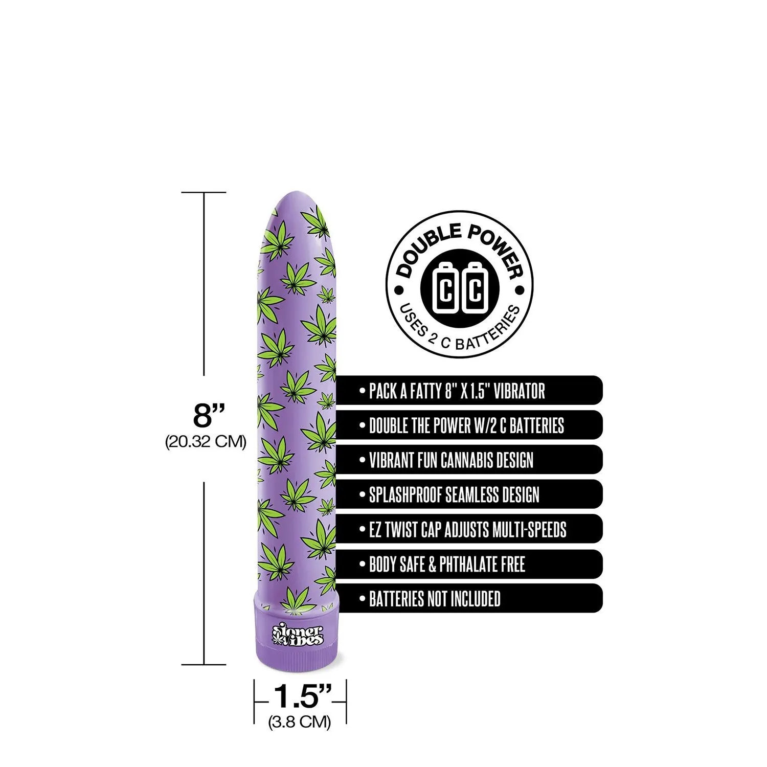 Вібратор нереалістичний із принтом Stoner Vibes Global Novelties, фіолетовий, 20.3 х 3.8 см 5 Вібратор нереалістичний із принтом Stoner Vibes Global Novelties, фіолетовий, 20.3 х 3.8 см - Зображення 3