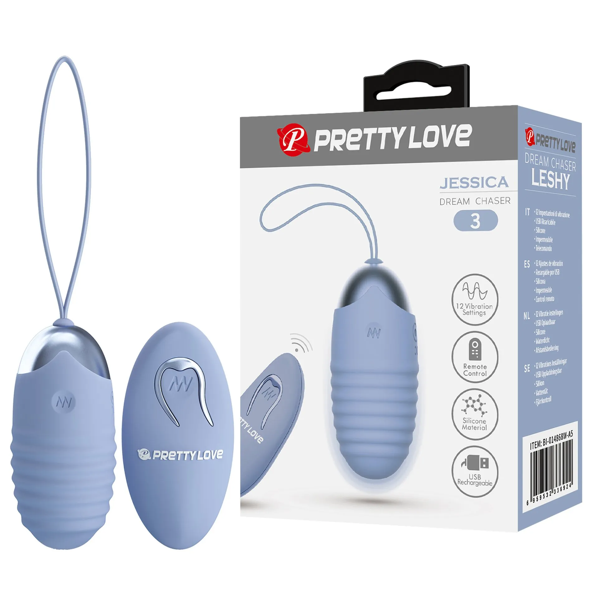 Віброяйце вагінальне Pretty Love Jessica Dream з пультом, блакитне, 7.2 х 3.3 см 3 Віброяйце вагінальне Pretty Love Jessica Dream з пультом, блакитне, 7.2 х 3.3 см