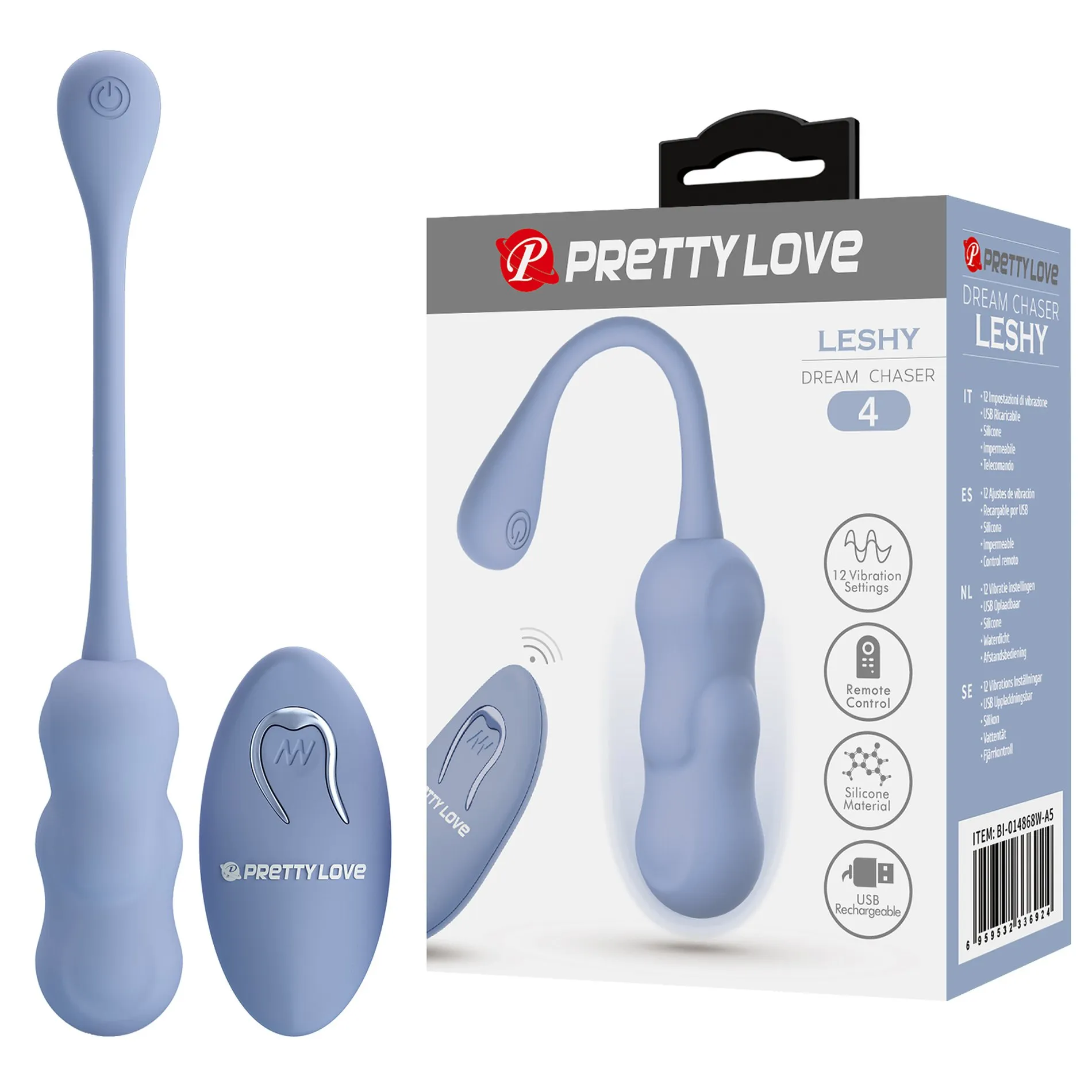 Віброяйце вагінальне Pretty Love Leshy з пультом, блакитне, 18.6 х 2.8 см 3 Віброяйце вагінальне Pretty Love Leshy з пультом, блакитне, 18.6 х 2.8 см