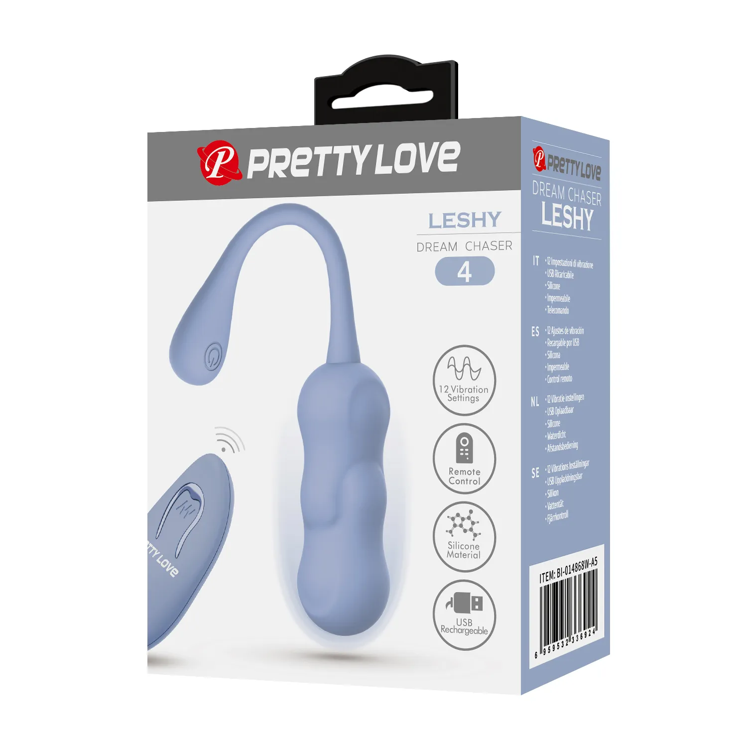Віброяйце вагінальне Pretty Love Leshy з пультом, блакитне, 18.6 х 2.8 см 12 Віброяйце вагінальне Pretty Love Leshy з пультом, блакитне, 18.6 х 2.8 см - Зображення 10